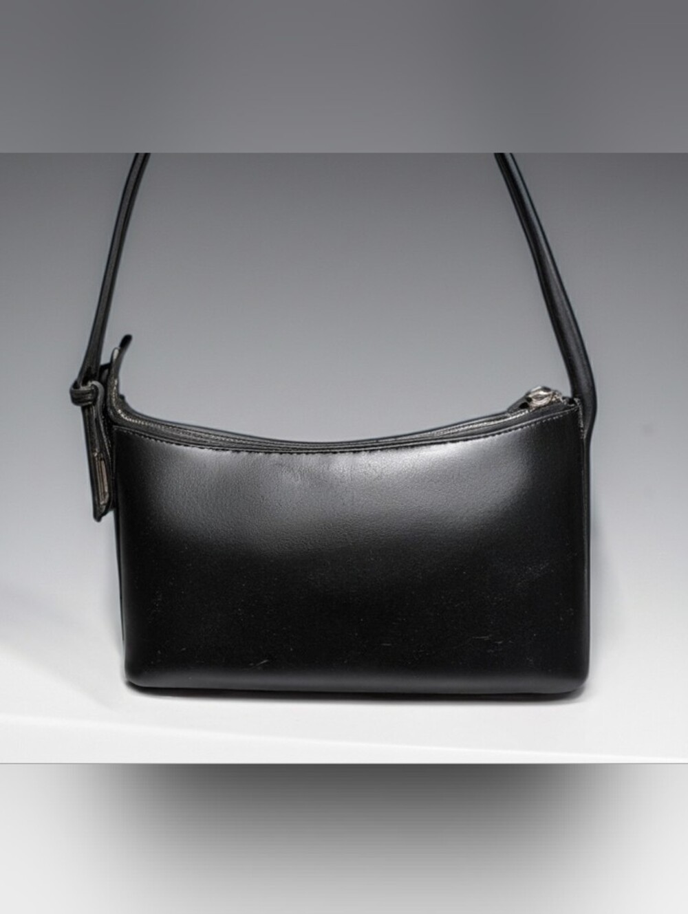 Verafied Smooth Black Leather Hobo Shoulder/Hand Bag - Picture 3 of 8